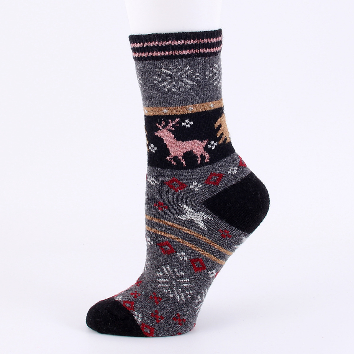 12 Pairs Winter Thick Wool Socks Cartoon Moose Snow 41Warm Socks Bulk Wholesale